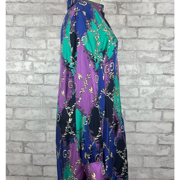 My lowest prize is firm Gucci Purple and Green Maxi Dress with Notched Collar - Picture 4 of 6